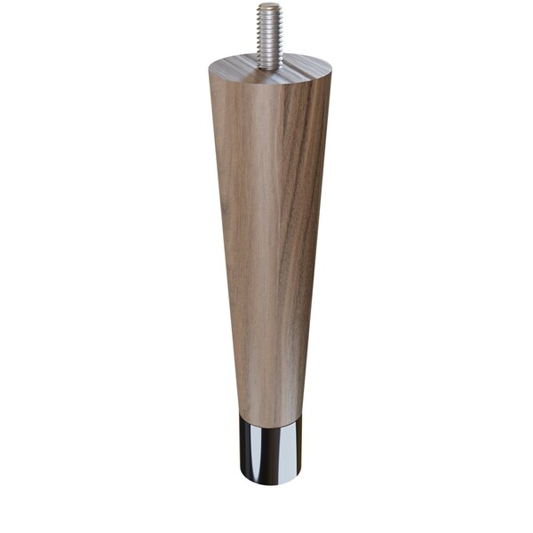 Designs Of Distinction 6" Round Tapered Leg with bolt and 1" Chrome Ferrule - Walnut 01240006WLCR6 - main